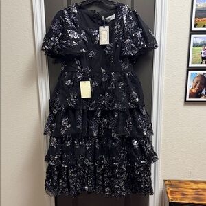 JessaKae Black and Silver Floral Ladies Dress